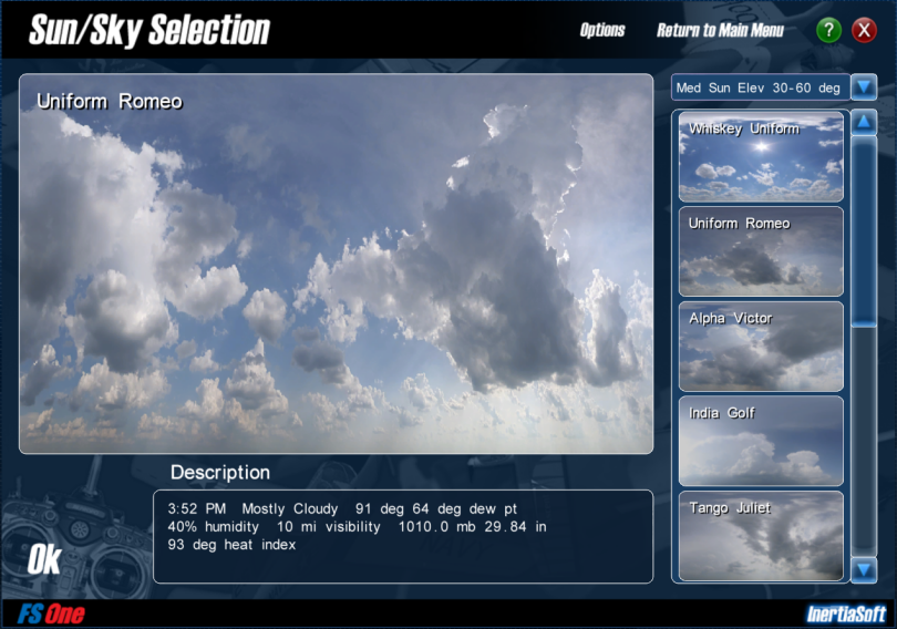 Image of sun sky selection window.